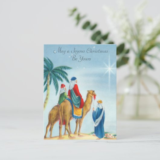 Vintage drie Mannen Briefkaart (Staand voorkant)