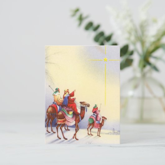 Vintage drie  Mannen Briefkaart (Staand voorkant)