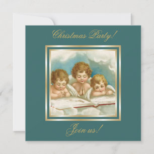 Vintage drie schattige bidenengelen kaart