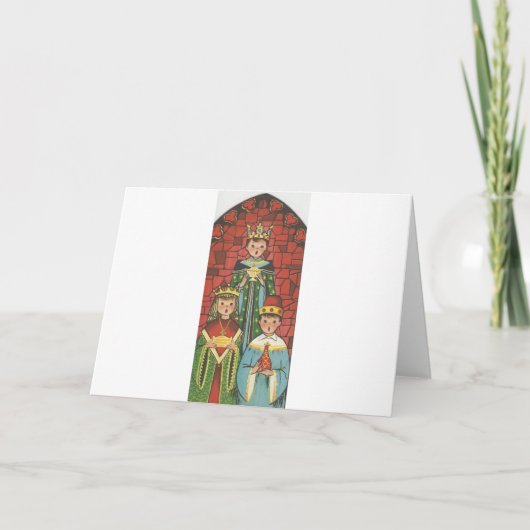 Vintage Drie Wise Choir Feestdagen Kaart (Voorkant)