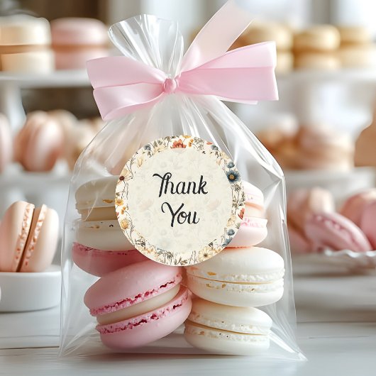 Vintage Dried Wildflower Burgundy Pink Yellow Ronde Sticker