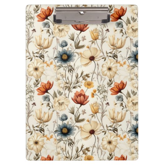 Vintage Dried Wildflower Navy Terracotta Klembord (Voorkant)