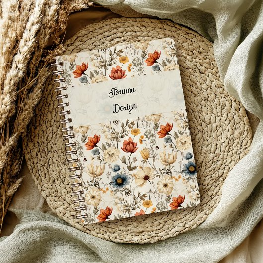 Vintage Dried Wildflower Navy Terracotta Notitieboek