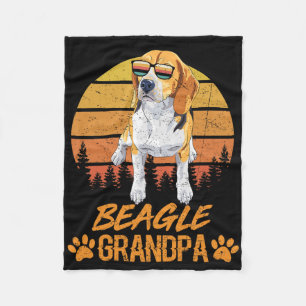 Vintage driekleurige Beagle-hond opa poot papa vad Fleece Deken