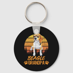 Vintage driekleurige Beagle-hond opa poot papa vad Sleutelhanger