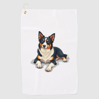 Vintage driekleurige Border Collie-portret Hondeni Golfhanddoek