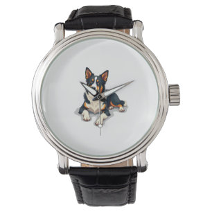 Vintage driekleurige Border Collie-portret Hondeni Horloge