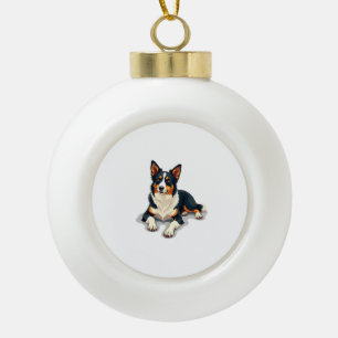 Vintage driekleurige Border Collie-portret Hondeni Keramische Bal Ornament