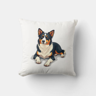 Vintage driekleurige Border Collie-portret Hondeni Kussen