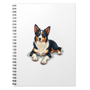 Vintage driekleurige Border Collie-portret Hondeni Notitieboek
