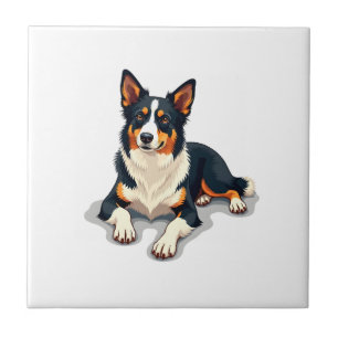 Vintage driekleurige Border Collie-portret Hondeni Tegeltje
