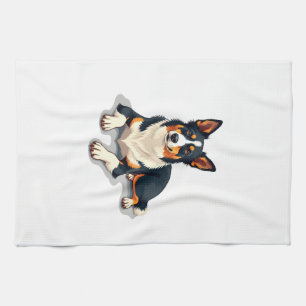 Vintage driekleurige Border Collie-portret Hondeni Theedoek