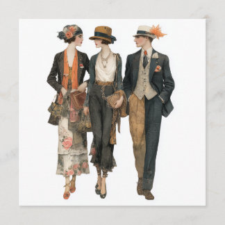 Vintage dries fashion modellen - decoupage vel, kaart