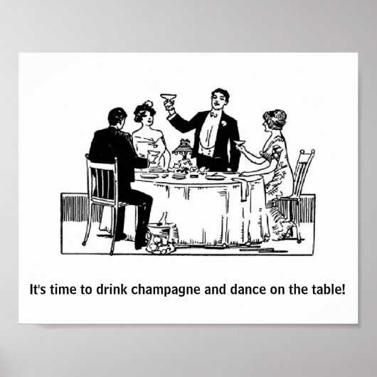 Vintage - Drink Champagne & Dance Poster (Voorkant)