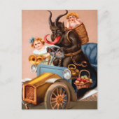 Vintage Driving Krampus Briefkaart (Voorkant)