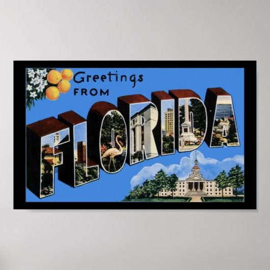 Vintage drukbegroetings Florida Poster (Voorkant)