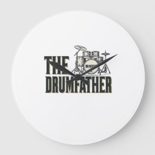 Vintage Drumfather Drummer Citaat Vector Design_1 Grote Klok