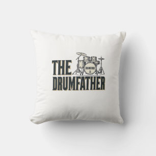 Vintage Drumfather Drummer Citaat Vector Design_1 Kussen