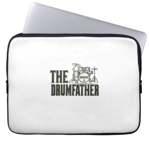 Vintage Drumfather Drummer Citaat Vector Design_1 Laptop Sleeve