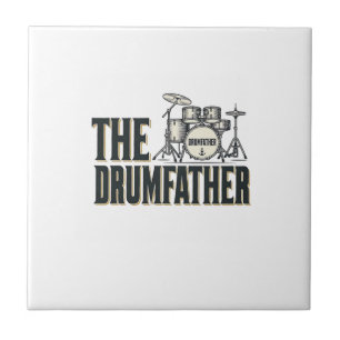 Vintage Drumfather Drummer Citaat Vector Design_1 Tegeltje