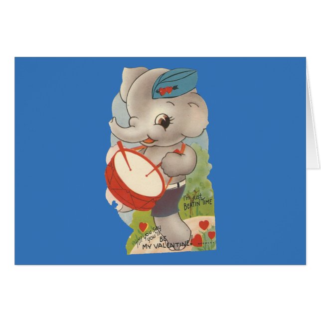 Vintage Drumming Elephant Valentijn (Voorkant Horizontaal)