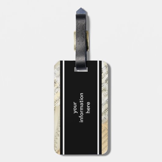 Vintage drummuziek Bagagelabel (Achterkant verticaal)