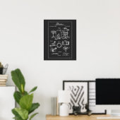 Vintage Drumstel Blueprint Poster (Thuiskantoor)