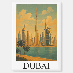 Vintage Dubai Reis – Retro UAE Silhouet Magneet