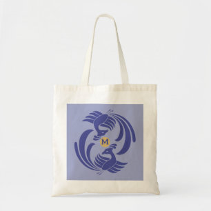 vintage dubbele kraanvogels blauw tote bag