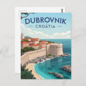 Vintage Dubrovnik Travel Briefkaart (Voorkant / Achterkant)