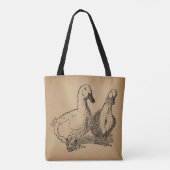 Vintage Duck Art Two Ducks Illustration Tote Bag (Achterkant)