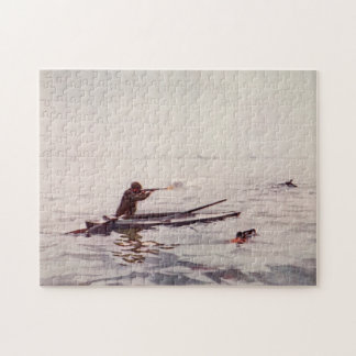 Vintage Duck Hunter Zee Kayak Rifle Jigzaag Puzzle Legpuzzel