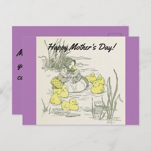 Vintage Ducks Moederdag Briefkaart (Voorkant / Achterkant)