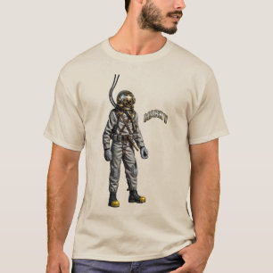 Vintage duiker met een Mark V duikhelm URM T-shirt