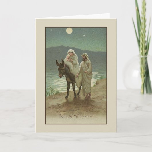 Vintage Duitse Godsdienstige Kerstkaart Feestdagen Kaart (Voorkant)