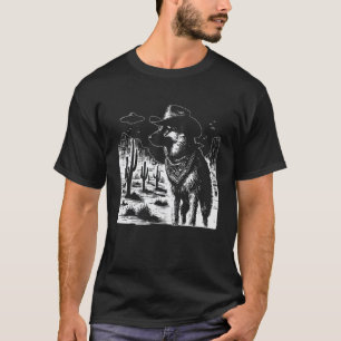 Vintage Duitse Herders Cowboys UFO Western Grappig T-shirt