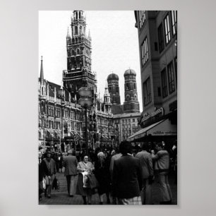 Vintage Duitsland München Frauenkirche Frauenplatz Poster