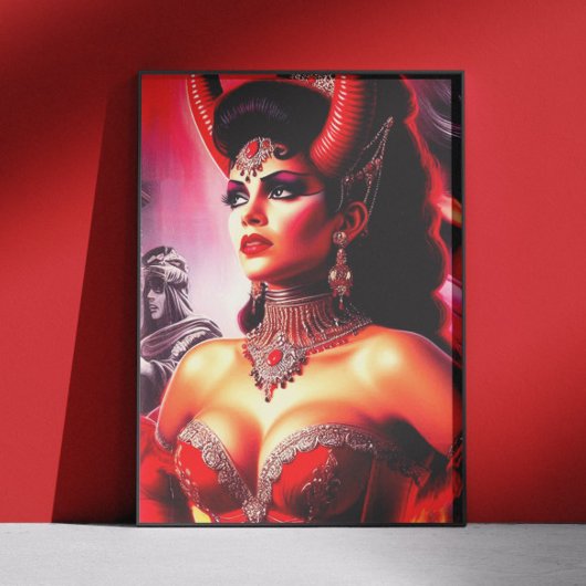 Vintage duivelse vrouw poster