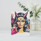 Vintage Duivelvrouw Briefkaart (Staand voorkant)