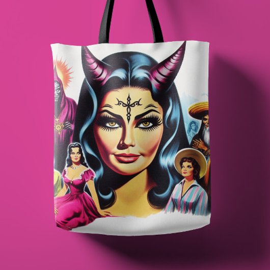 Vintage Duivelvrouw Tote Bag