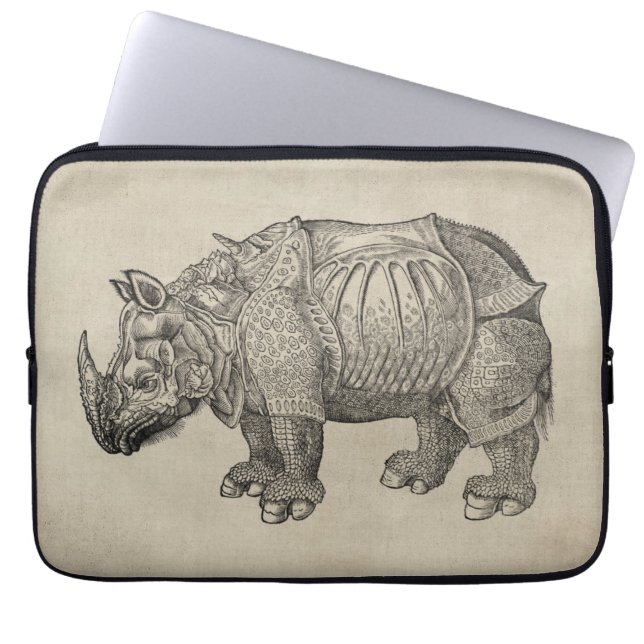Vintage Durer Rhino Laptop Sleeve (Voorkant)