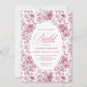 Vintage Dusky Pink French Toile Bridal Shower Kaart (Voorkant)