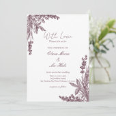 Vintage Dusty Lavender Herb Wedding  Kaart (Staand voorkant)