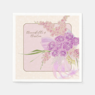 Vintage Dusty Rose Ombré Boog en Boeket-SQ vellum Servet