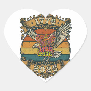 Vintage Eagle 1776 2026 T-shirt Bubble Patriottisc Hart Sticker