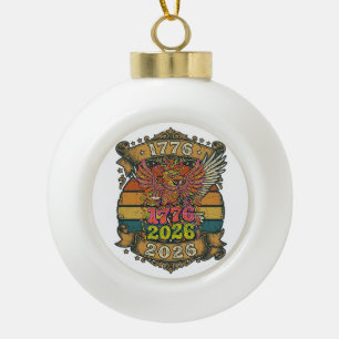Vintage Eagle 1776 2026 T-shirt Bubble Patriottisc Keramische Bal Ornament