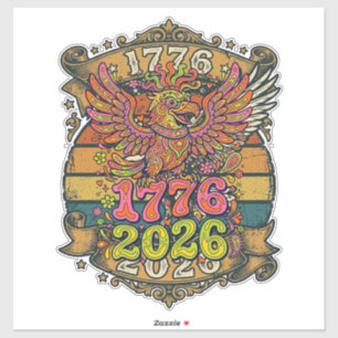 Vintage Eagle 1776 2026 T-shirt Bubble Patriottisc Sticker