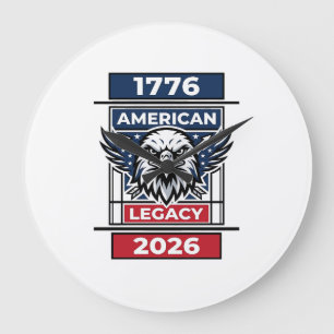Vintage Eagle 1776 2026 T-shirt Patriottische Typo Grote Klok