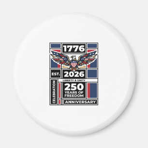 Vintage Eagle 1776 2026 T-shirt Patriottische Typo Magneet