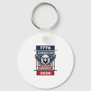 Vintage Eagle 1776 2026 T-shirt Patriottische Typo Sleutelhanger